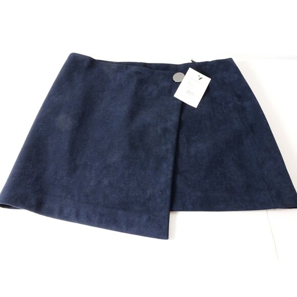 Theory Women's IWG Wrap Skirt Brilliant Navy Fulton Fuax Suede Skirt NWT 195 P - Picture 7 of 12